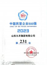 中國(guó)民營(yíng)企業(yè)500強(qiáng)第231位 23年度